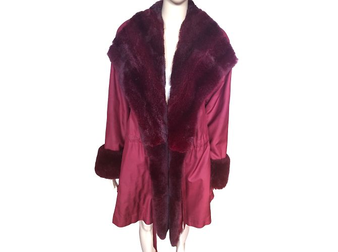 YVES SAINT LAURENT Abrigos T.fr 40 Piel Burdeos - vista 2