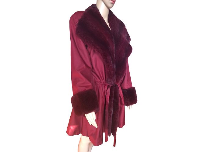 YVES SAINT LAURENT Abrigos T.fr 40 Piel Burdeos - vista 4