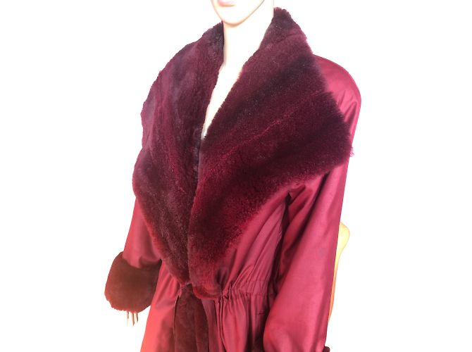 YVES SAINT LAURENT Abrigos T.fr 40 Piel Burdeos - vista 5