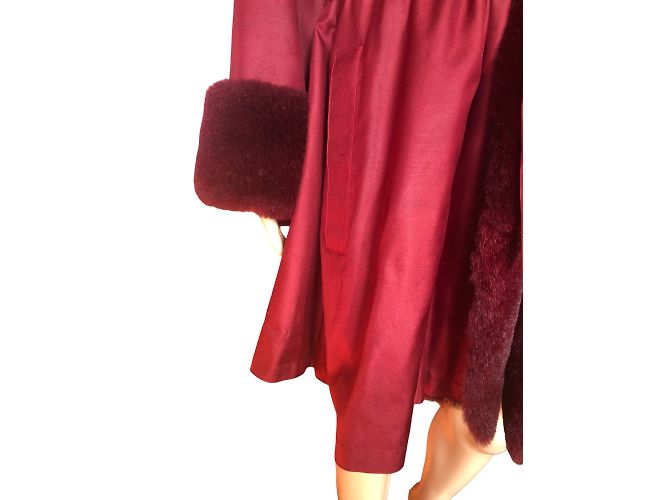 YVES SAINT LAURENT Abrigos T.fr 40 Piel Burdeos - vista 7
