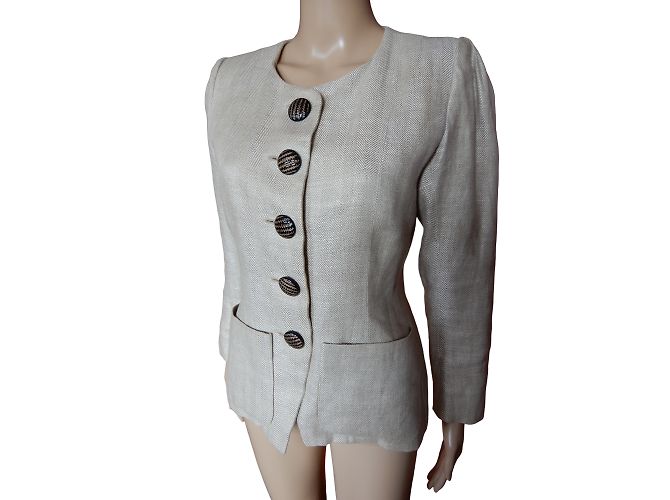 YVES SAINT LAURENT Giacche T.fr 36 WOOL Beige - vista 2