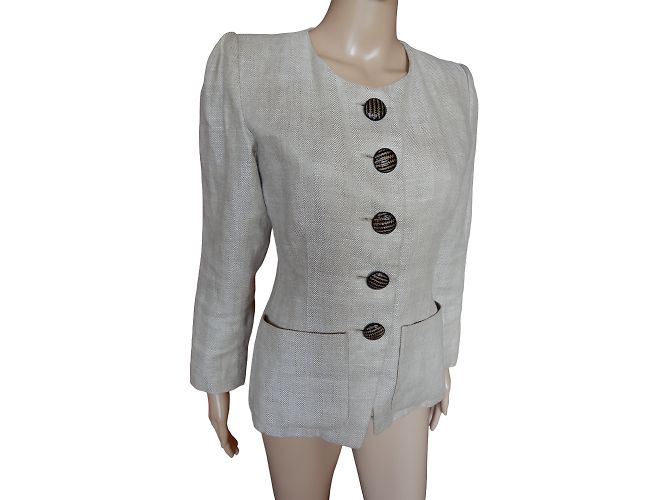 YVES SAINT LAURENT Giacche T.fr 36 WOOL Beige - vista 3