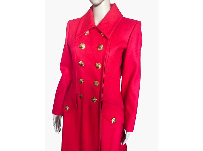 YVES SAINT LAURENT Cappotti T.fr 34 WOOL Rosso - vista 2