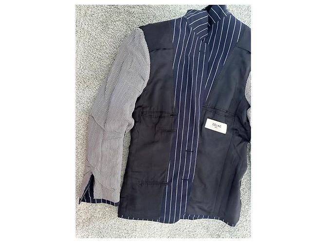 Autre Marque Celine 19Solapa de muesca con rayas SS 2chaqueta B. Azul marino - vista 16