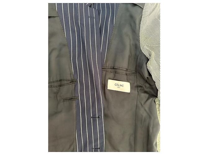 Autre Marque Celine 19Solapa de muesca con rayas SS 2chaqueta B. Azul marino - vista 17