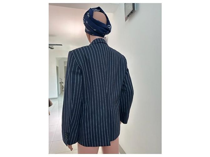 Autre Marque Celine 19Solapa de muesca con rayas SS 2chaqueta B. Azul marino - vista 7