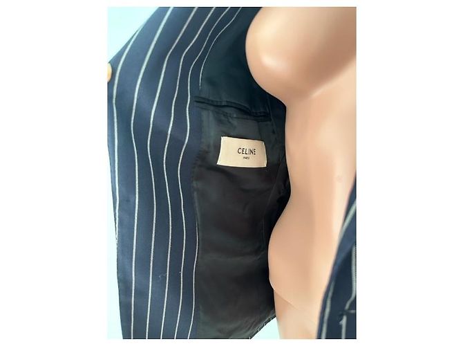 Autre Marque Celine 19Solapa de muesca con rayas SS 2chaqueta B. Azul marino - vista 9