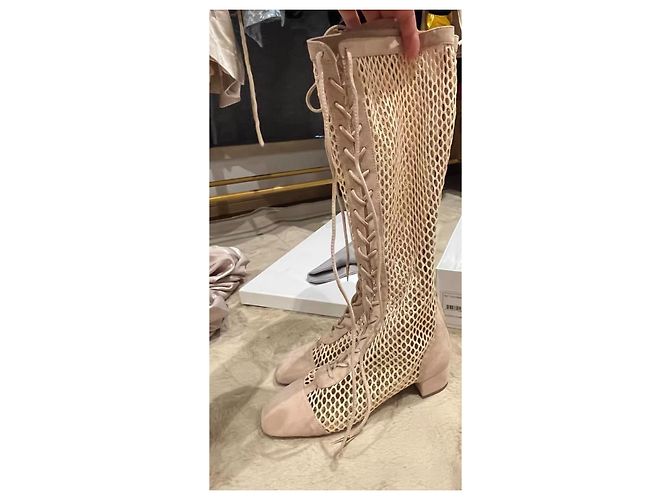 Christian Dior Resille Naughtily-D-Schnürstiefel aus Wildleder mit Netzstoff - Ansicht 6