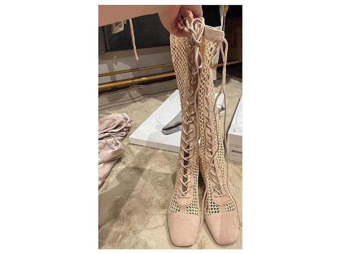 Christian Dior Resille Naughtily-D-Schnürstiefel aus Wildleder mit Netzstoff - Ansicht 7