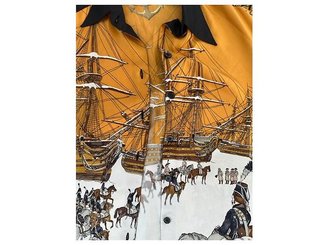 Hermès Hermes MARINE ET CAVALERIE Camicia Mare e Cavalleria Nero Bianco Giallo - vista 14