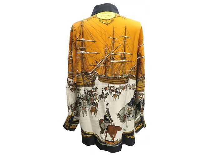Hermès Hermes MARINE ET CAVALERIE Camicia Mare e Cavalleria Nero Bianco Giallo - vista 2