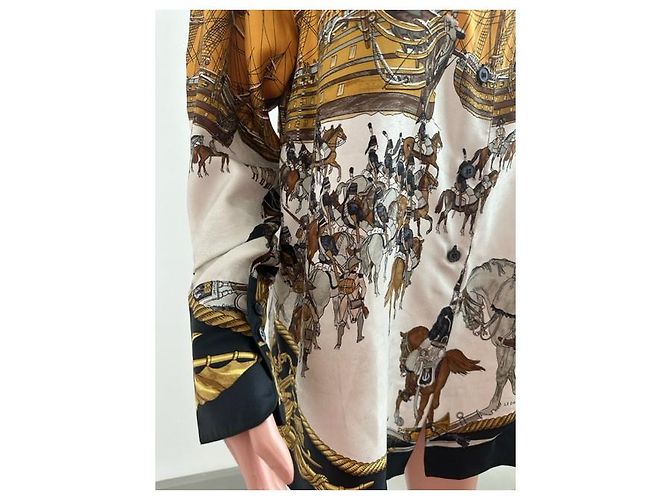Hermès Hermes MARINE ET CAVALERIE Camicia Mare e Cavalleria Nero Bianco Giallo - vista 20