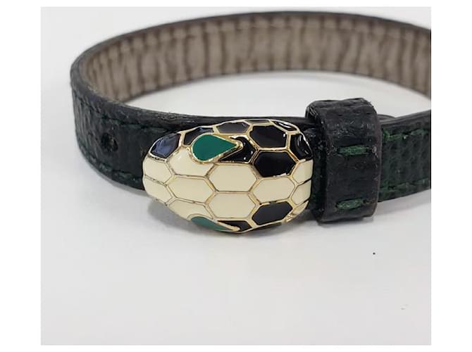 Bulgari Bracciale Serpenti in pelle Bvlgari Nero Verde - vista 3