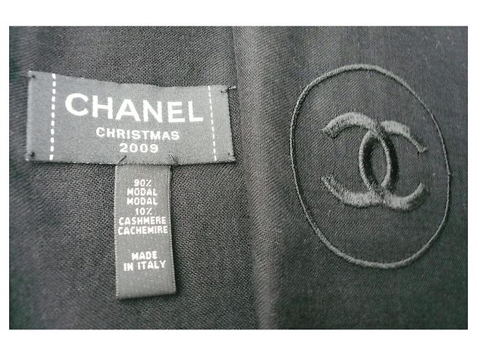 CHANEL Etole noire ultra douce cachemire Natale 2009 Neuve Nero - vista 3
