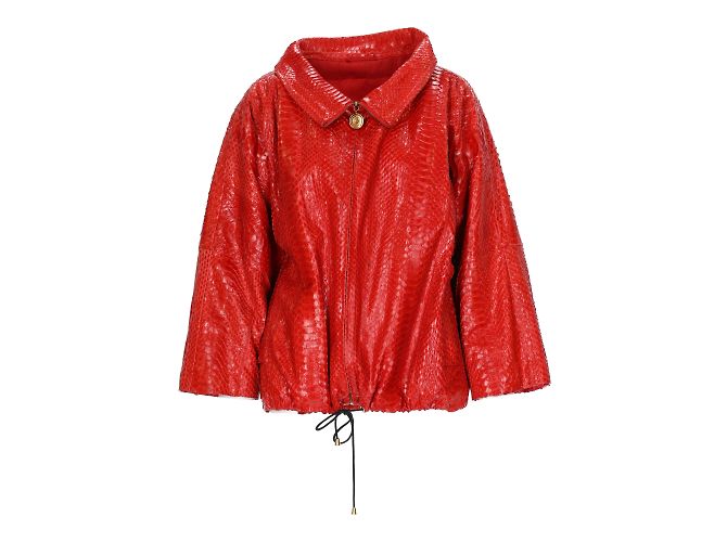 Exotische Lederjacke von Gianfranco Ferré Rot - Ansicht 2