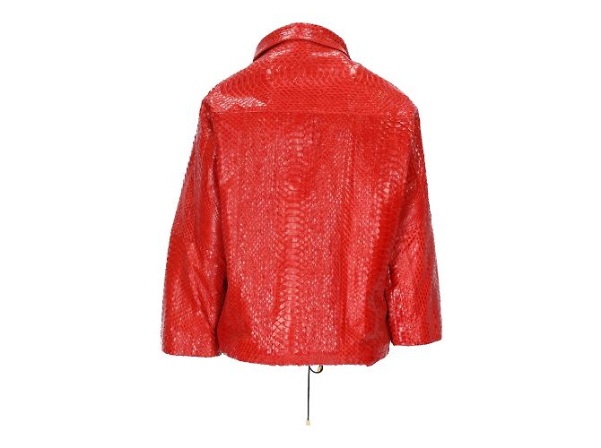 Exotische Lederjacke von Gianfranco Ferré Rot - Ansicht 3