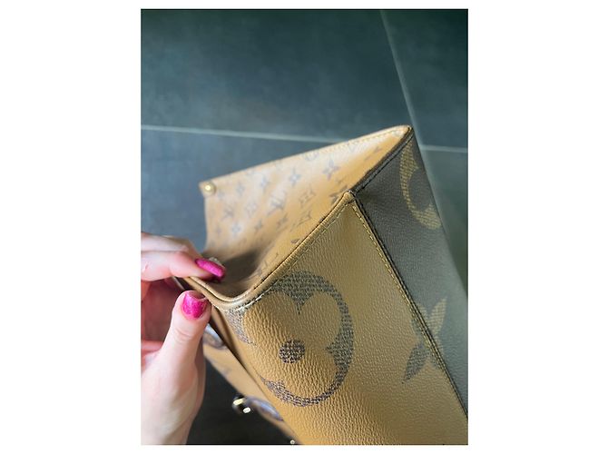 Louis Vuitton Onthego MM-Monogramm Rot Beige Hellbraun Schokolade Dunkelbraun - Ansicht 12
