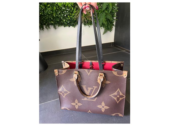 Louis Vuitton Onthego MM-Monogramm Rot Beige Hellbraun Schokolade Dunkelbraun - Ansicht 13