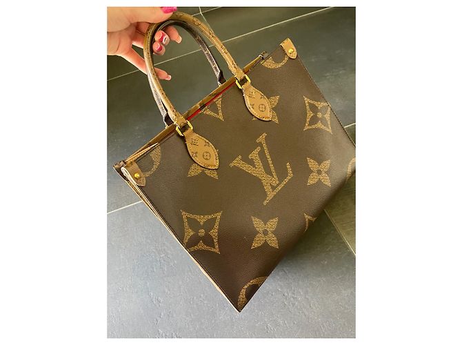 Louis Vuitton Onthego MM-Monogramm Rot Beige Hellbraun Schokolade Dunkelbraun - Ansicht 17