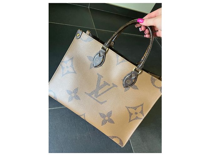 Louis Vuitton Onthego MM-Monogramm Rot Beige Hellbraun Schokolade Dunkelbraun - Ansicht 18