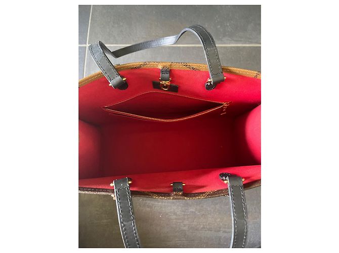 Louis Vuitton Onthego MM-Monogramm Rot Beige Hellbraun Schokolade Dunkelbraun - Ansicht 6