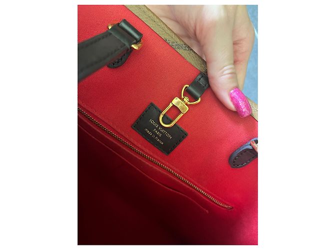 Louis Vuitton Onthego MM-Monogramm Rot Beige Hellbraun Schokolade Dunkelbraun - Ansicht 7