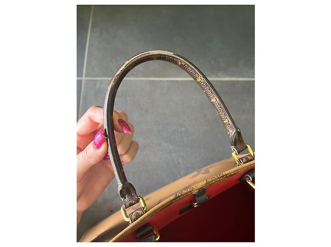Louis Vuitton Onthego MM-Monogramm Rot Beige Hellbraun Schokolade Dunkelbraun - Ansicht 9