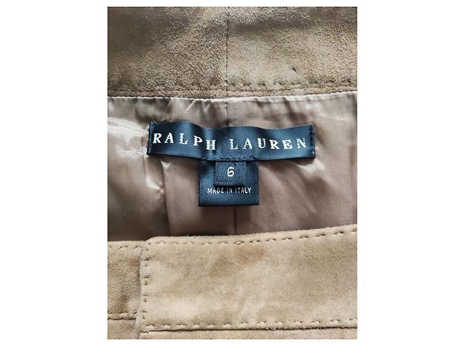 Ralph Lauren Midi Wildlederrock Caramel Lammfell - Ansicht 2