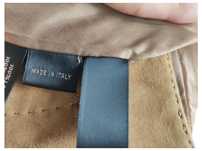 Ralph Lauren Midi Wildlederrock Caramel Lammfell - Ansicht 3