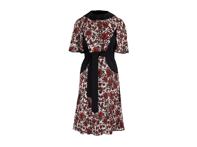 Louis Vuitton Rot-Schwarzes Kleid mit Blumenmuster Mehrfarben - Ansicht 2