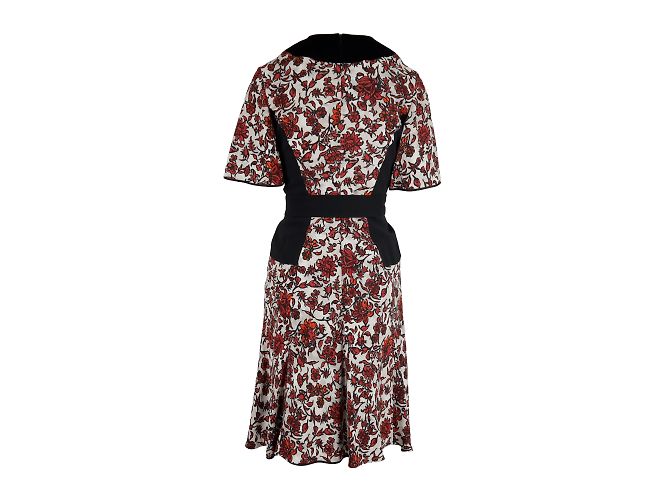 Louis Vuitton Rot-Schwarzes Kleid mit Blumenmuster Mehrfarben - Ansicht 3