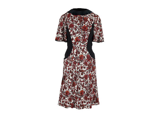 Louis Vuitton Rot-Schwarzes Kleid mit Blumenmuster Mehrfarben - Ansicht 4