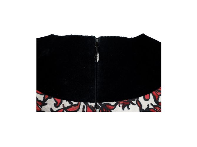 Louis Vuitton Rot-Schwarzes Kleid mit Blumenmuster Mehrfarben - Ansicht 7