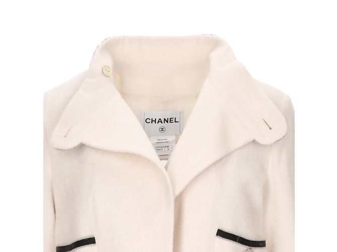 Timeless Abrigo de lana con cuello alto de Chanel Blanco roto - vista 5