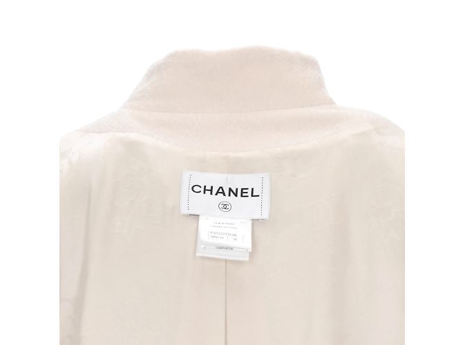 Timeless Abrigo de lana con cuello alto de Chanel Blanco roto - vista 9