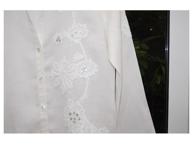 Marella Camisa de Lino Bordada Eggshell Blanco roto - vista 2