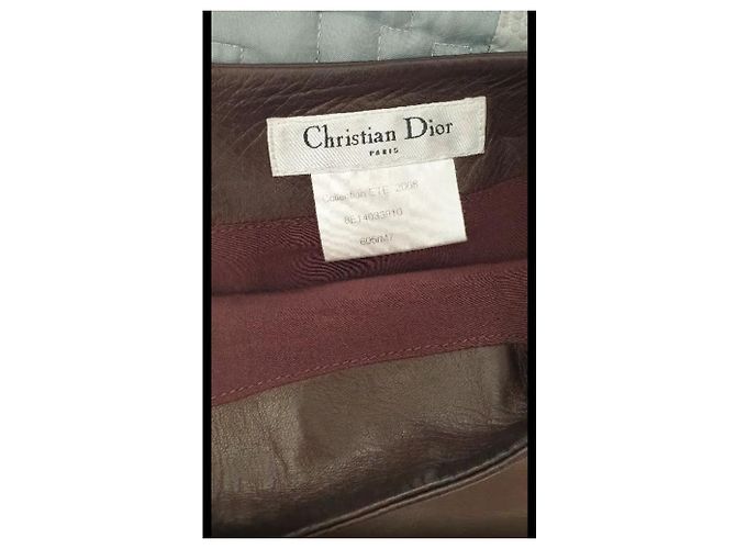 Saia Christian Dior em couro exótico marrom - vista 3