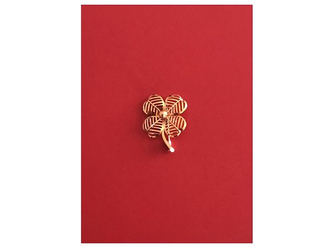 Autre Marque Spilla Trifoglio 4 Foglie Placcato Oro D'oro - vista 12