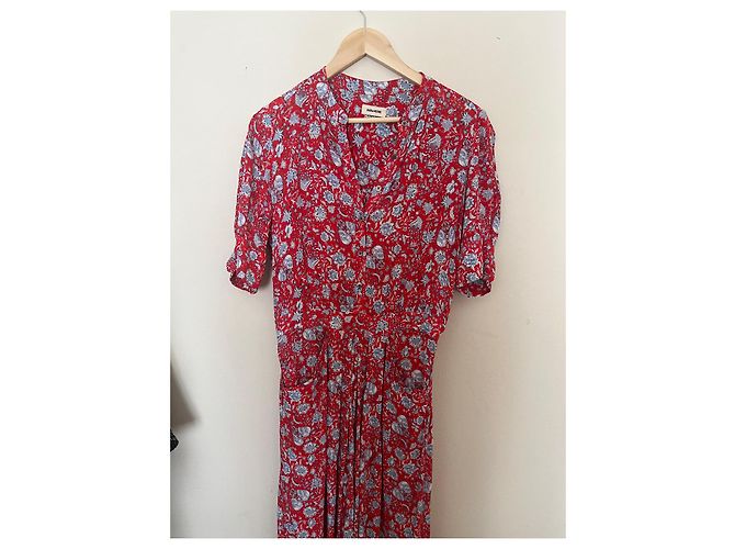 Zadig & Voltaire RIMA Kleid Rot mit Blumenmuster Viskose Mehrfarben - Ansicht 10