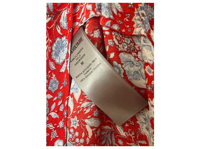 Zadig & Voltaire RIMA Kleid Rot mit Blumenmuster Viskose Mehrfarben - Ansicht 4