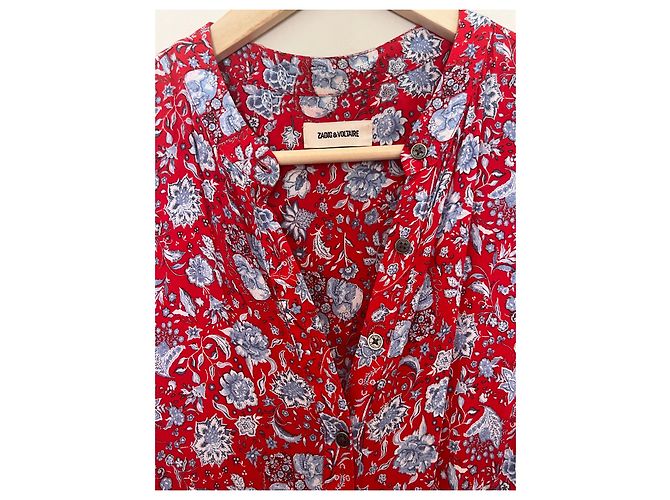 Zadig & Voltaire RIMA Kleid Rot mit Blumenmuster Viskose Mehrfarben - Ansicht 5