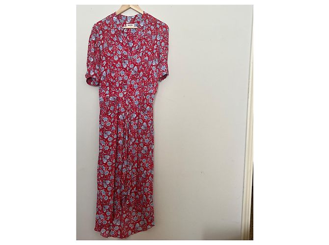 Zadig & Voltaire RIMA Kleid Rot mit Blumenmuster Viskose Mehrfarben - Ansicht 7