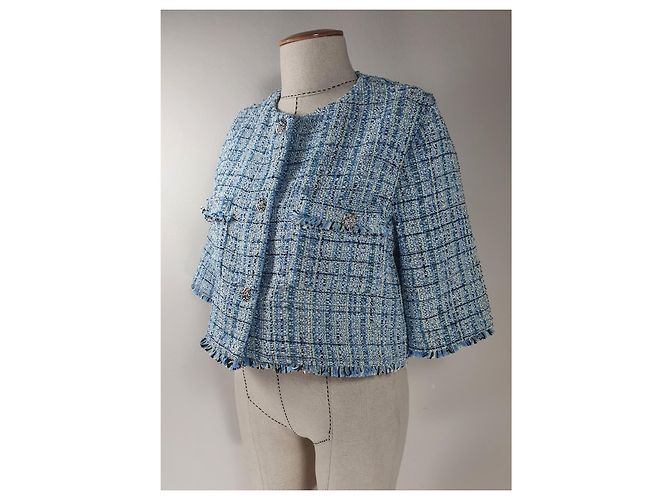 Blazer Maje em tweed azul - vista 2