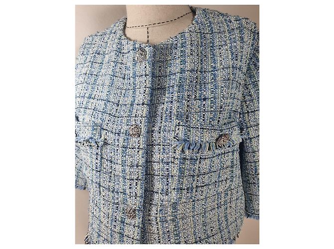 Blazer Maje em tweed azul - vista 3