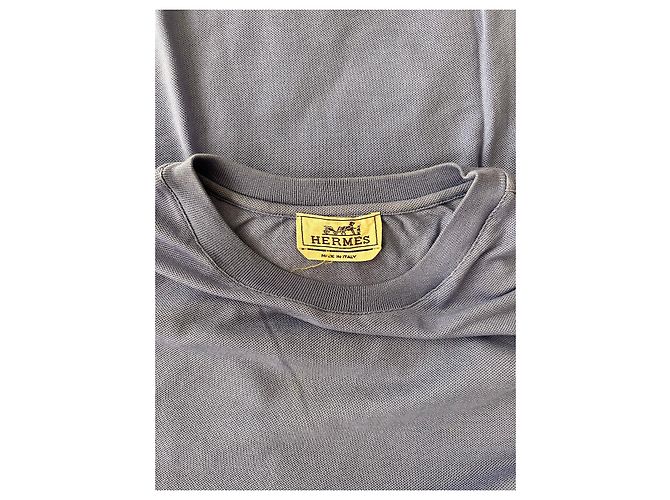 Hermès Vintage cotton piquet tshirt Light blue - view 3