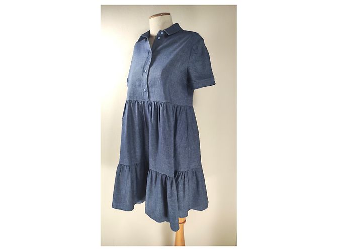 Abito blu Claudie Pierlot in lino e lyocell - vista 2