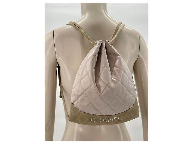 Chanel Gabrielle coco mochila, estilo mochila, Acolchoado de volta Marrom Rosa - vista 5