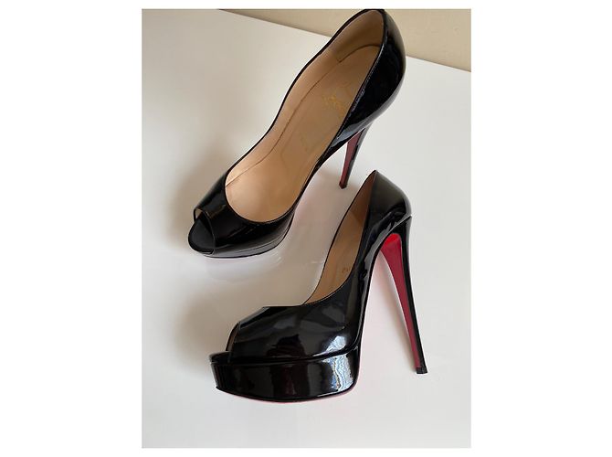 Décolleté Christian Louboutin in vernice nera Nero - vista 5