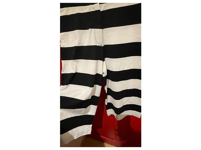 Pantalones capri Agnès b. de rayas blancas y negras algodón Negro Blanco - vista 2