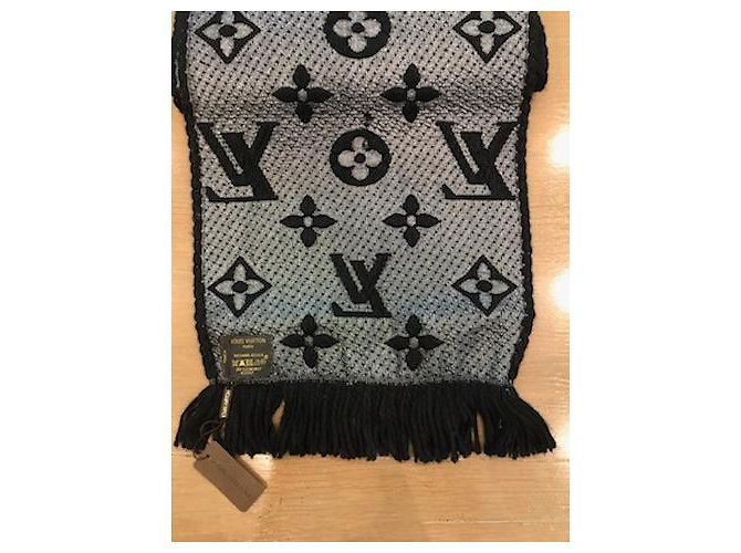 Sciarpa Louis Vuitton Logomania in lana nera Nero - vista 3